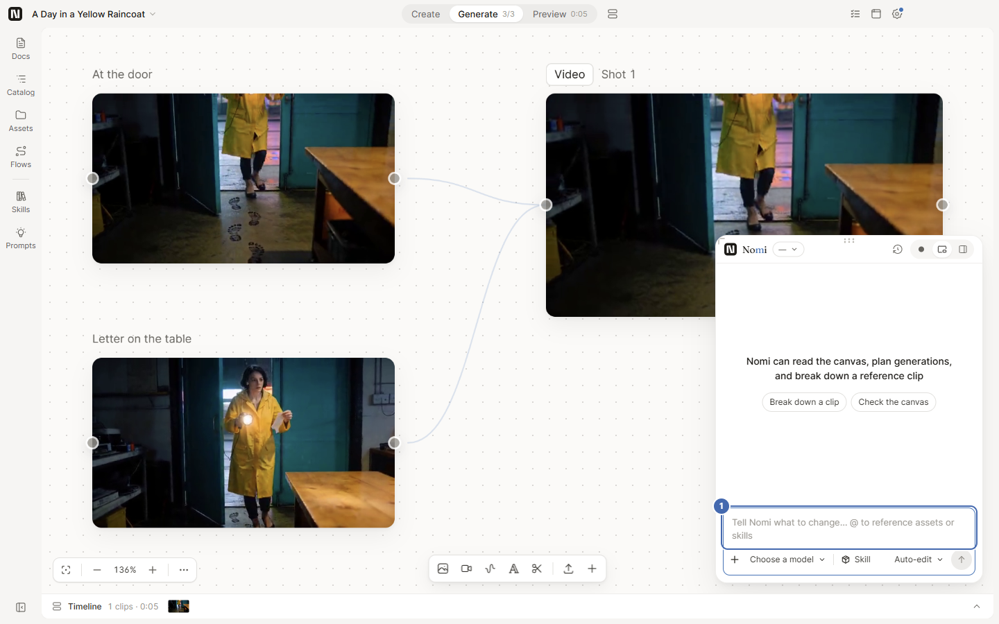 The Agent panel on the Generate page: input, model picker and level